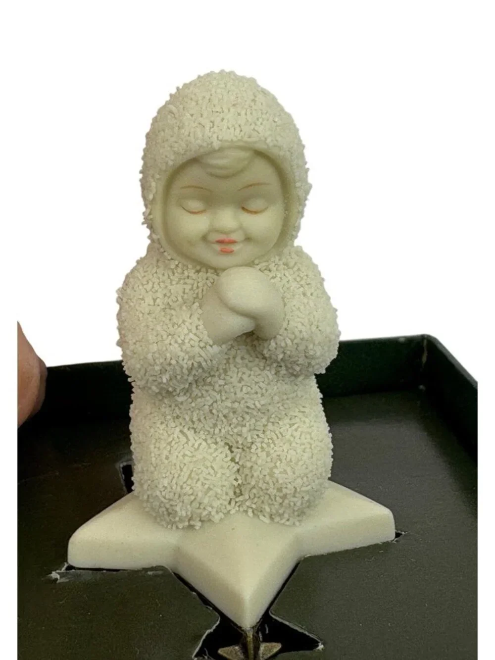 -Vintage Snowbabies Sweet Dreams Bisque Porcelain Hinged Box 2.5